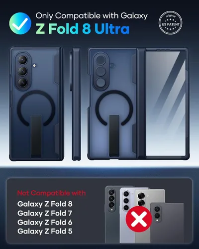 Vista 2 de Vihibii for Samsung Galaxy Z Fold 8 Ultra Case with Kickstand, 2026, Black