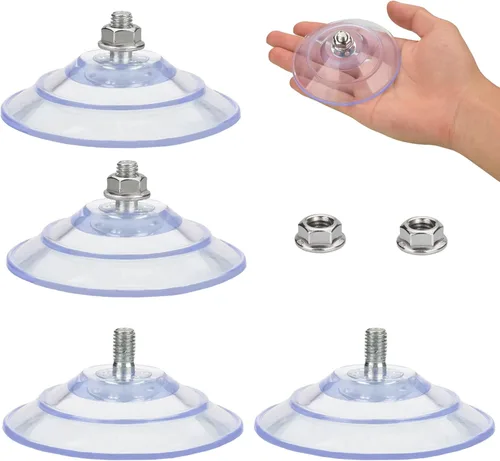 Vista 8 de AccEncyc Gran ventosa de succión con tornillos 85mm / 3.4" Almohadillas de succión de plástico 4 paquetes PVC transparente con tuerca de rosca M8