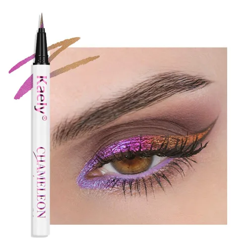 Vista 16 de evpct Delineador de ojos líquido cromático dúo, con purpurina de bronceador rosa, destello metálico brillante, sombra de ojos en lápiz, cambio