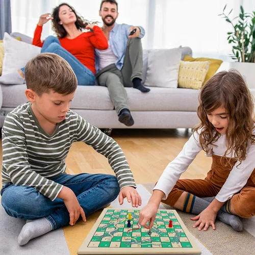 Vista 6 de Juegoal Juego de mesa de madera 7 en 1 para niños y adultos, juego de mesa clásico de viaje portátil