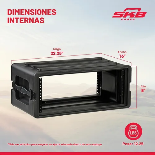 Vista 3 de SKB Estuche Roto Rack 4U Poco Profundo – Protector de equipo de polietileno duradero, apilable, impermeable con pestillos giratorios y patas de goma