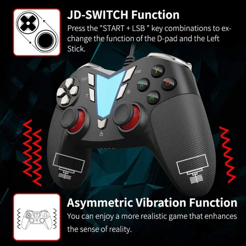 Vista 5 de IFYOO One Pro - Controlador de juegos de vapor para PC, mando de videojuegos USB con cable compatible con computadoraportátil (Windows 1087XP)