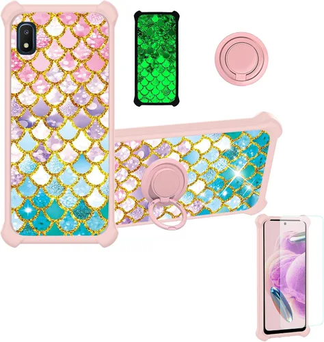 Vista 21 de jioeuinly Cricket Ovation 2 - Funda compatible con AT&T Maestro Max (2021) con protector de pantalla de vidrio templado, policarbonato duro +