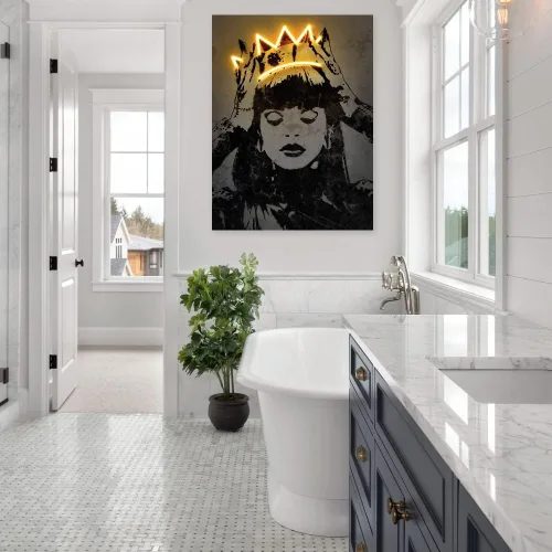 Vista 4 de Fine Art Canvas Ri Ri - Lienzo decorativo para pared por el artista Octavian Mielu para sala de estar, dormitorio, baño, cocina, oficina, bar