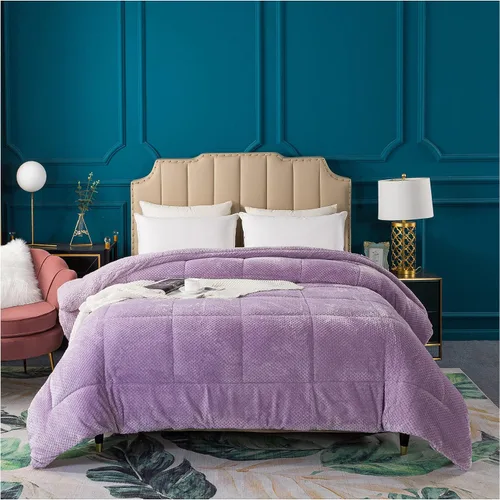 Vista 15 de KASENTEX - Edredón de lujo súper ultra suave de sherpa de pelo sintético, ropa de cama reversible apta para lavar a máquina, en color azul cielo