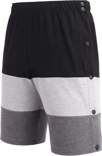 Vista 5 de Deyeek Pantalones cortos para hombre con bolsillos para recuperación poscirugía, bloque de color, algodón