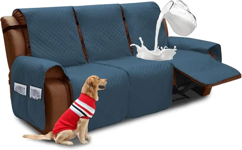 Vista 22 de XINEAGE Funda para Sillón Reclinable Resistente al Agua, Fundas Antideslizantes para Silla Reclinable con Bolsillos, Fundas Acolchadas Gruesas