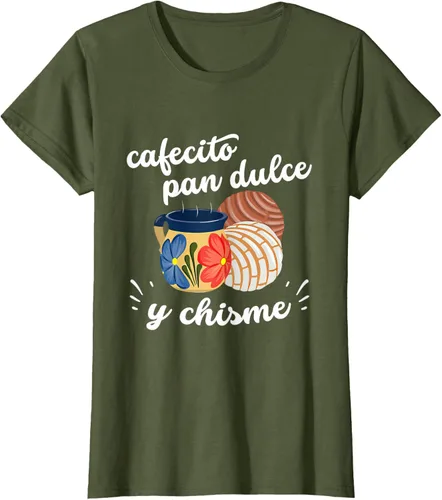 Vista 46 de Camiseta Cafecito Pan Dulce y Chisme Mexican Hispanic Pride Breakfast Negro