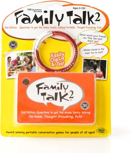 Vista 3 de Around the Table Games Family Talk 2 Portátiles, significativos iniciadores de conversación incluye 50 barajas de cartas, 100 preguntas, 1 anillo