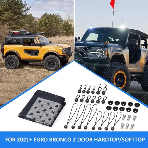 Vista 6 de Parasol Compatible con Ford Bronco Nuevo 2021 2022 2023 2024 2025 de 2 Puertas, Parasol Bikini Top para Techo Bimini, Red de Malla Suave, Accesorios