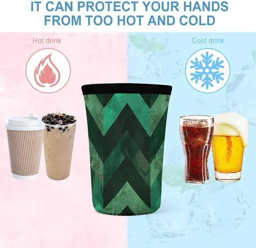 Vista 4 de Emu With Emerald Green Underwater Coral Reef Reusable Insulated Neoprene Iced Coffee Cup Sleeves 3 Sizes Diving Material Cup Durable Beverage Covers