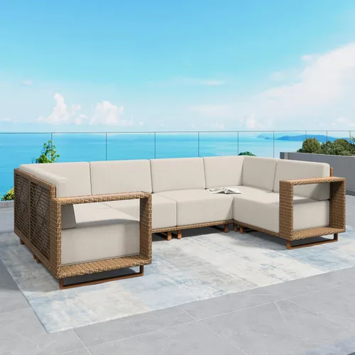 Vista 18 de SUNSHINE VALLEY 8 muebles seccionales de patio con cojín de 10 pulgadas de Beige-seccional