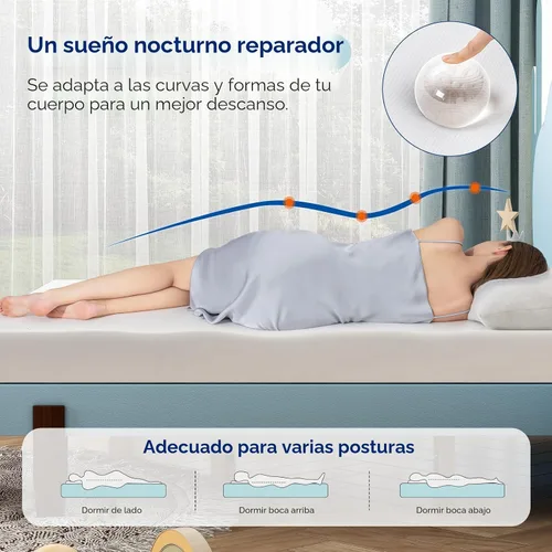 Vista 5 de Amazon Basics Colchón de espuma viscoelástica, sensación suave y mullida, 6 pulgadas, individual, blanco/gris