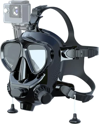 Vista 8 de SMACO Máscara de buceo de cara completa con soporte para cámara, máscara de esnórquel de cara completa para adultos compatible con tanque de buceo