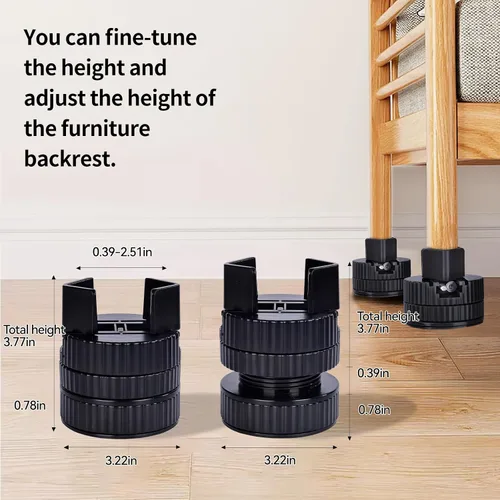 Vista 5 de 4 elevadores de cama con abrazadera de tornillo ajustable de ajuste fino, elevadores de muebles duraderos con una capacidad de carga de 4000 libras
