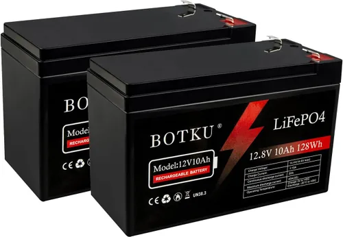 Vista 9 de Batería de litio LiFePO4 de 12 V y 10 Ah de ciclo profundo, batería recargable de fosfato de hierro y litio de 3000+ ciclos con BMS de 10 A