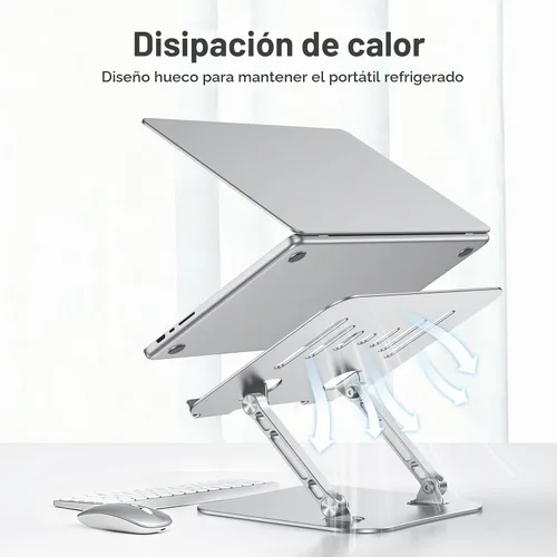 Vista 3 de K&ZZ Soporte para computadora portátil para escritorio, soporte ajustable 03-Plateado