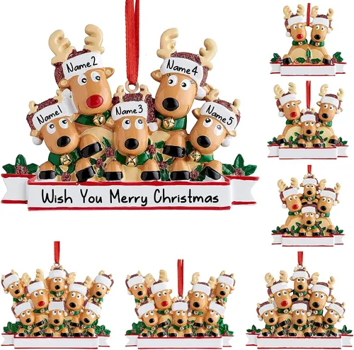 Vista 25 de Amlion Adornos personalizados de cerámica para calcetines de Navidad, familia de 2 a 8, nombres personalizados, estilo tradicional, ocasión