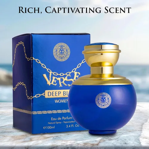Vista 3 de Verse Deep Blue for Women EDP 3.4 fl oz - Acuerdos florales, afrutados y amaderados - Notas superiores de manzana, grosella negra y trébol aroma