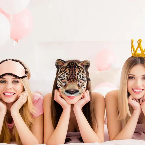 Vista 8 de Zerodeko Disfraz de leopardo para mujer, máscara de leopardo para Halloween, máscara de animal para juegos de rol, unisex, accesorio ligero