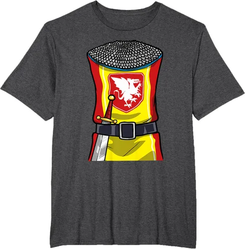 Vista 17 de Disfraz medieval de caballero de Halloween, camiseta para niños con espada de armadura, Negro, S