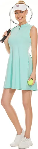Vista 5 de HARTPOR Women Athletic Dress with Shorts Sleeveless Golf Tennis Dress with Pockets