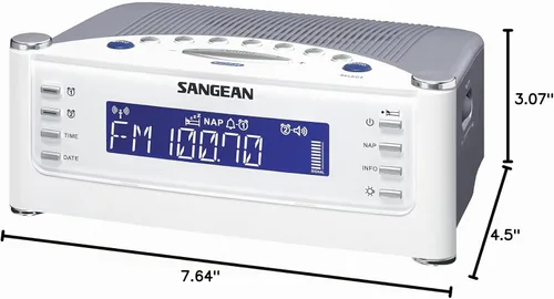 Vista 6 de Sangean RCR-22 - Reloj atómico con radio digital FM-RDS / AM / Aux-in, color plateado, talla única