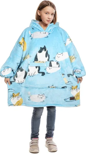 Vista 23 de Catalonia Sudadera tipo manta con capucha para niños, sudadera de sherpa extragrande para adolescentes jóvenes, idea de regalo Dual-Layer Design