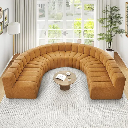 Vista 22 de LEVNARY Módulo redondo 1/8 para sofá modular (beige)
