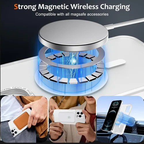 Vista 336 de Anuck - Funda magnética para iPhone 11 compatible con MagSafe, carcasa trasera mate translúcida dura, borde de TPU, delgada, resistente a impactos