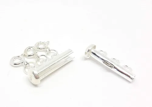 Vista 3 de Seashell Crafter - Collar en capas de plata de ley con cierre espaciador, desenreda y separa varios collares con cierre deslizante y cierre