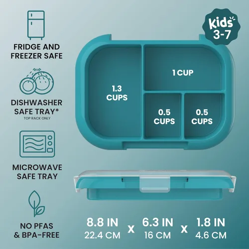 Vista 3 de Bentgo Bandeja de repuesto Chill Kids Lunch Box – Caja Bento reutilizable de 4 compartimentos para una fácil preparación de comidas; capacidad