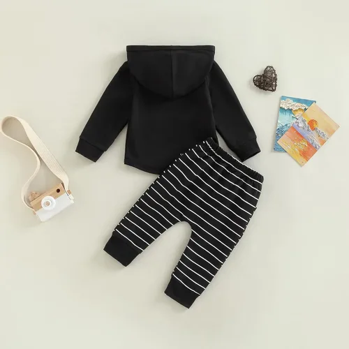 Vista 7 de Conjunto de ropa para niños pequeños, sudadera de retazos, manga larga, pantalones sólidos, para otoño e invierno