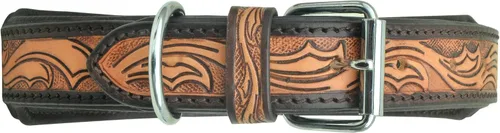 Vista 4 de Collar de cuero para perro, tamaño pequeño, estilo occidental, resistente, con cuentas ajustables y acolchado, suave para cachorros y perros