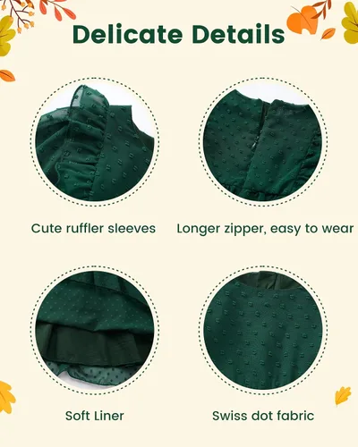 Vista 5 de Vestidos de verano para niñas pequeñas, con volantes, sin mangas, con lunares suizos, vestido de fiesta sólido para 18M-6 años