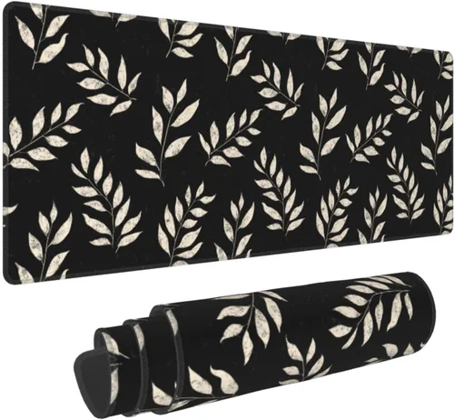Vista 45 de Alfombrilla de mouse para juegos con diseño de flores y cerezas, base de goma antideslizante, alfombrilla de mouse extendida con bordes cosidos