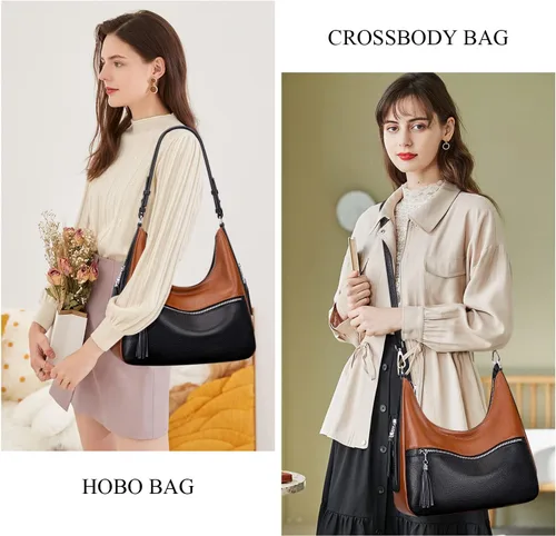 Vista 3 de Over Earth Genuine Leather Hobo Handbags for Women Casual Shoulder Bag Medium Soft Purses