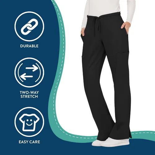 Vista 5 de Cherokee - Pantalones quirúrgicos elásticos Workwear Revolution WW120 para mujer, suaves y con cordón ajustable Negro