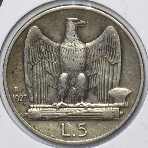 Vista 2 de Collectible Coin Italy 1927 5 Lire Eagle animal 296686