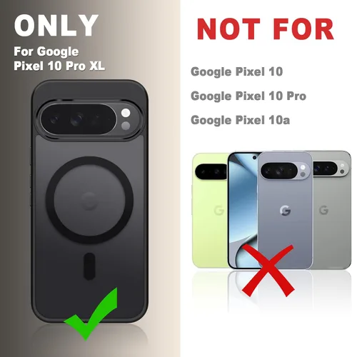 Vista 8 de Funda para Google Pixel 10 Pro XL, cubierta magnética mate, color negro Fit for MagSafe, Screen Protector included, Shockproof Military Grade