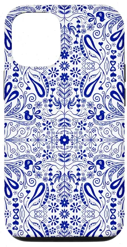 Vista 28 de Folk Art Pattern Blue Chinoiserie Birds Flowers Scandinavian Case for iPhone 17