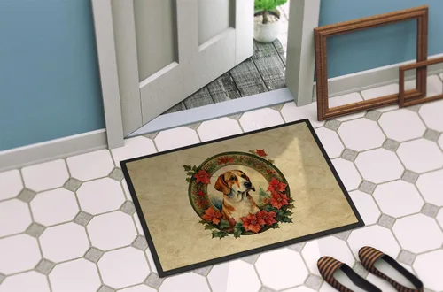 Vista 4 de Caroline's Treasures DAC2358JMAT English Foxhound Christmas Flowers Doormat Front Door Mat Indoor Outdoor Rugs for Entryway, Non Slip Washable Low