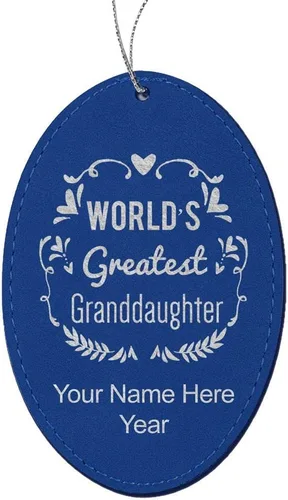 Vista 6 de LaserGram Personalized Christmas Ornament, World's Greatest Granddaughter, Faux Leather, Custom Laser Engraved Gift Idea (Oval Shape, Rustic)