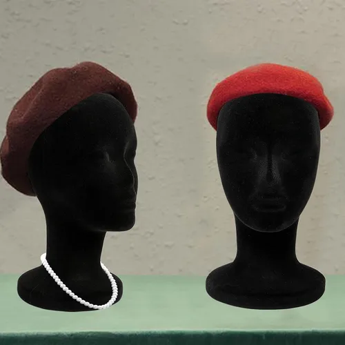 Vista 3 de Foraineam Paquete de 2 cabezas de maniquí de espuma negra, cabezas de espuma de maniquí femenino de 12 pulgadas, soporte para peluca, sombreros