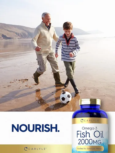 Vista 6 de Suplementos de aceite de pescado con Omega 3 Carlyle 2000 mg 320 cápsulas de gel EPA y DHA 600 mg de Omega-3 total Píldoras sin OGM, sin