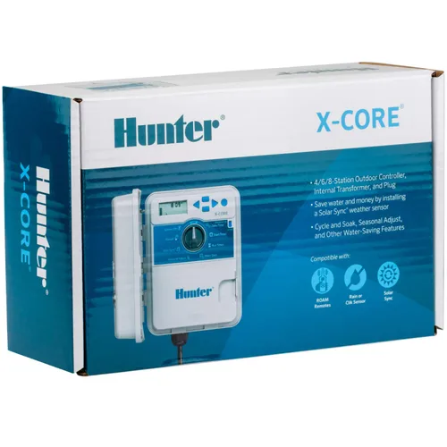Vista 5 de Hunter X-Core XC400 Controlador de rociadores para exteriores de 4 zonas, temporizador de riego resistente a la intemperie para césped y jardín