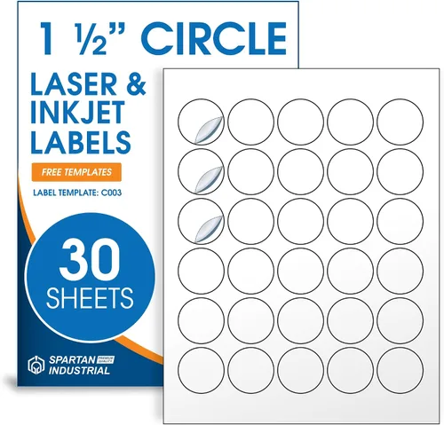 Vista 15 de Etiquetas circulares de 0.75" para láser y inyección de tinta, Spartan
