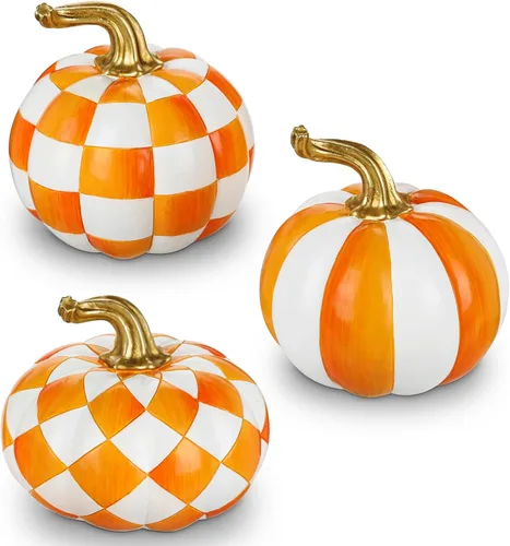 Vista 14 de Briful - Racimo de calabaza de maíz de resina, decoración de otoño de una Calabaza adjunta 3 en 1