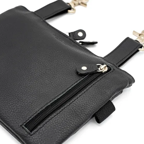 Vista 5 de Riñonera de motociclista de cuero real para hombre, bolsa de cintura de piel con lazo para la cintura, se convierte en bolso cruzado, con trabillas