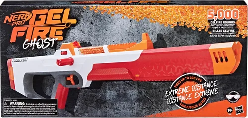 Vista 12 de Pistola Nerf Pro Gelfire Ghost de acción de proyectiles, cañón de impulso extraíble, 5000 rondas de gel, tolva integrada de 100 rondas, gafas